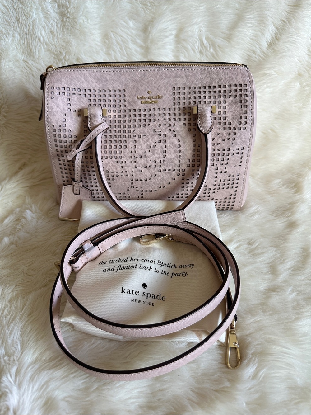 NWOT Kate Spade New York Cameron Street Perforated Candace Satchel In Dolce Pink